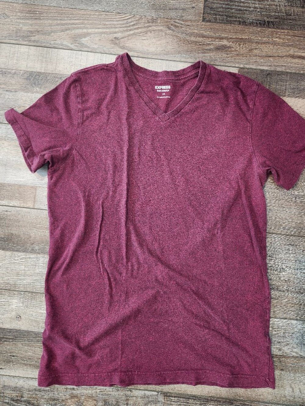 Mens Express Flex Stretch Fit Heather Maroon V Neck size L